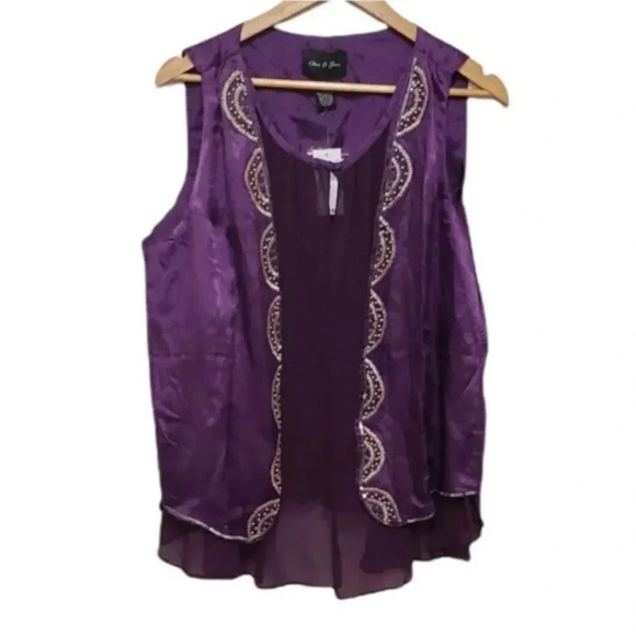 OLIVIA AND Grace Cami With Attached Cardigan Purple Size‎ Large - Picture 1 of 7